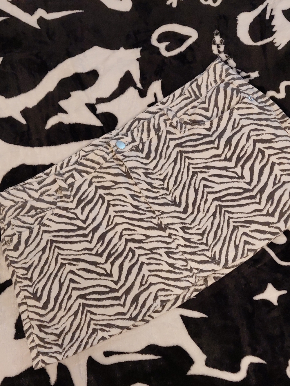 Dolls Kill SOHO Zebra Print Jean Shorts - Black & White